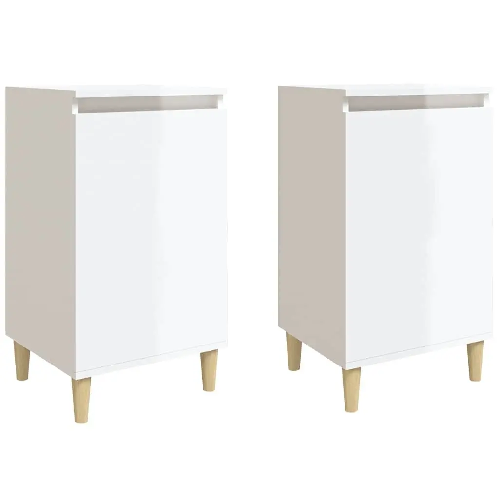 High Gloss White Bedside Cabinet with 2 Doors