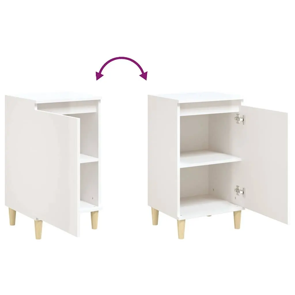 High Gloss White Bedside Cabinet with 2 Doors