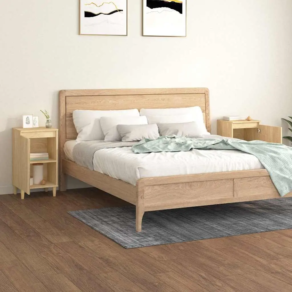 Bedside Cabinets 2 pcs Brown Engineered Wood Nightstand Storage 40x35x70 cm