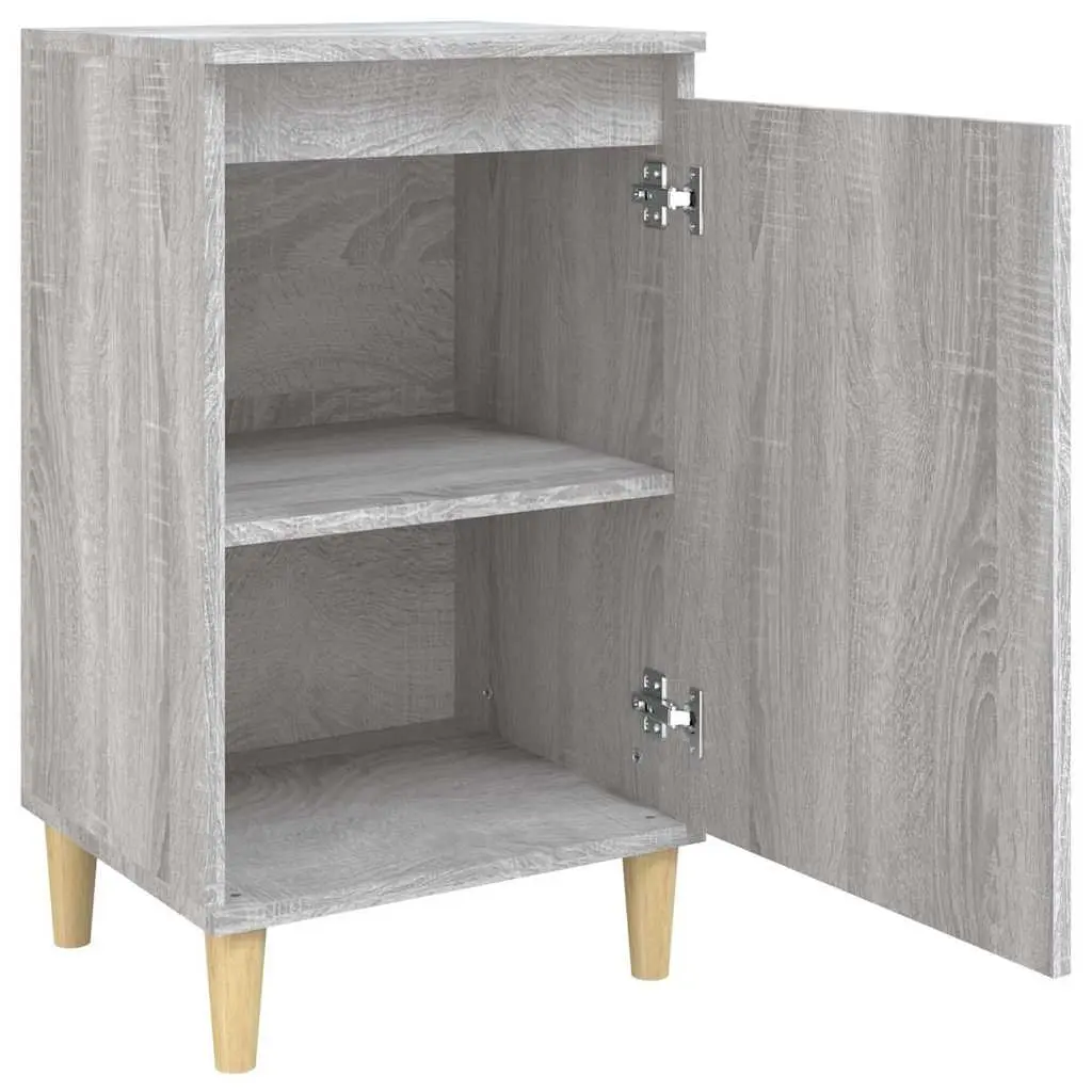 Bedside Cabinet Engineered Wood Grey 40 x 35 x 70 cm 2 Compartment Door Storage