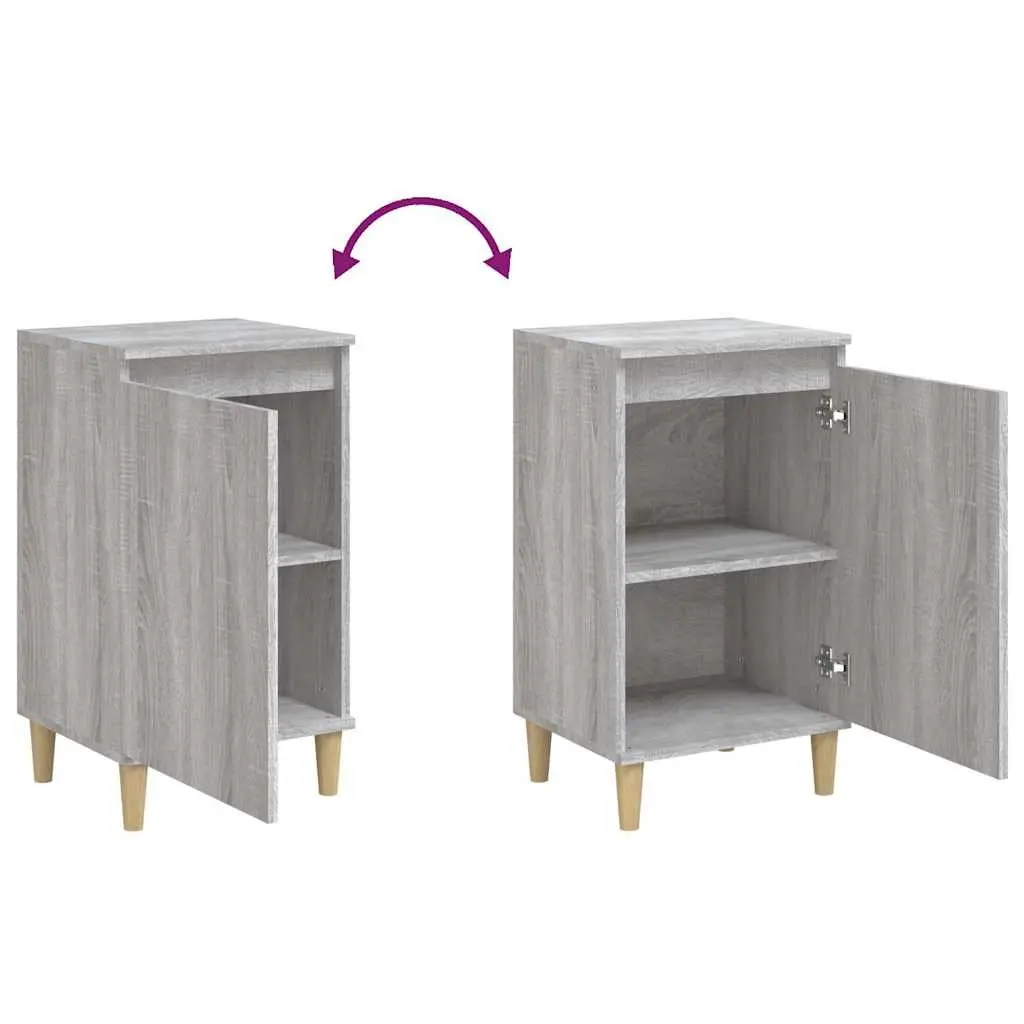 Bedside Cabinet Engineered Wood Grey 40 x 35 x 70 cm 2 Compartment Door Storage