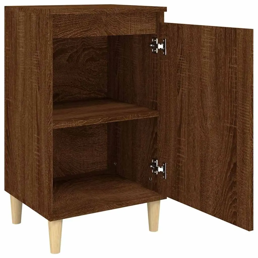 Brown Oak Bedside Cabinet with 2 Compartments