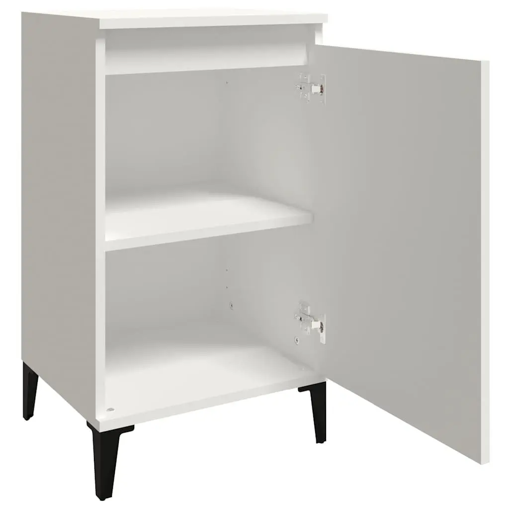 Bedside Table Engineered Wood 40x35x70cm White with Door Storage