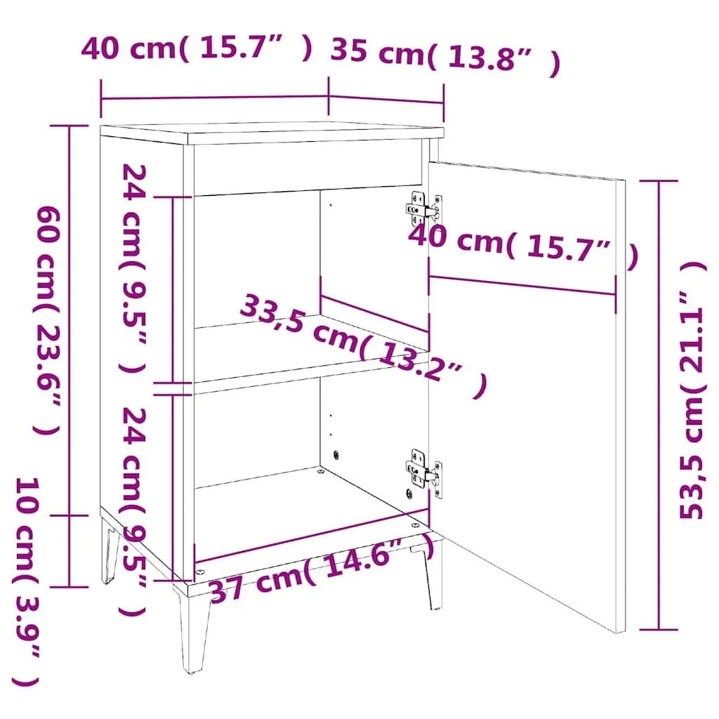 Bedside Cabinets Engineered Wood 40 x 35 x 70 cm White 2 Piece