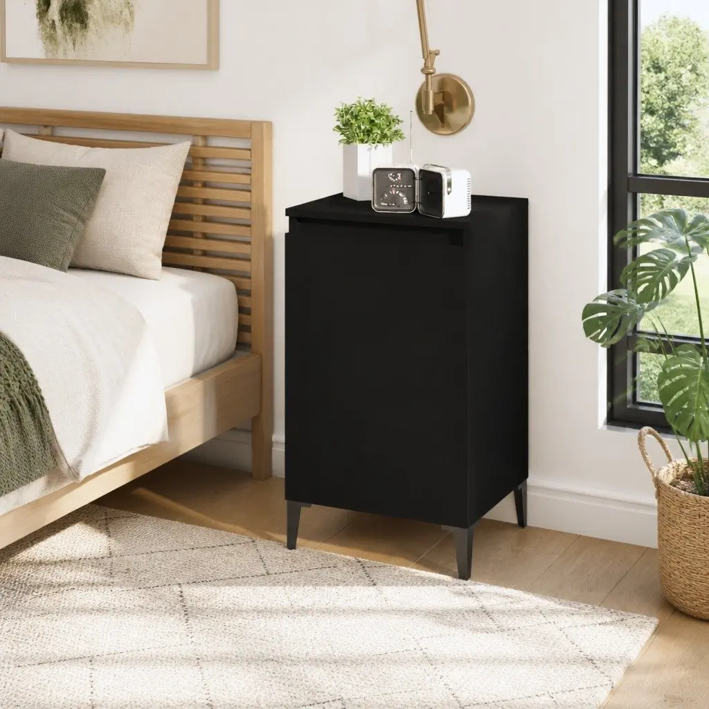 Bedside Table Engineered Wood Black 40x35x70 cm Nightstand Storage