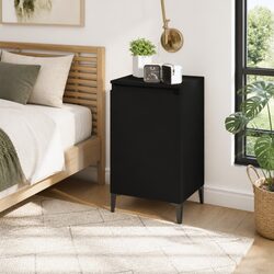 Bedside Cabinet Black 40x35x70 cm Engineered Wood Nightstand Storage Table