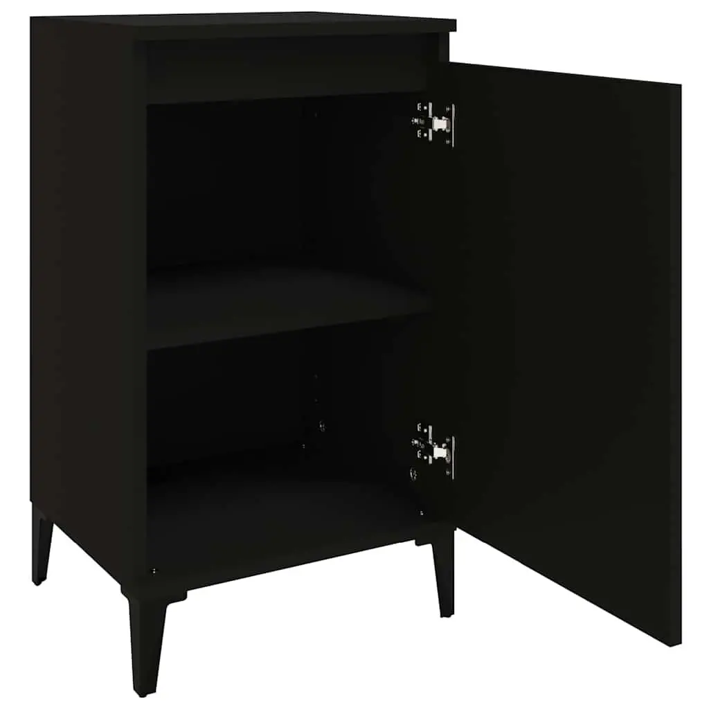 Bedside Table Engineered Wood Black 40x35x70 cm Nightstand Storage