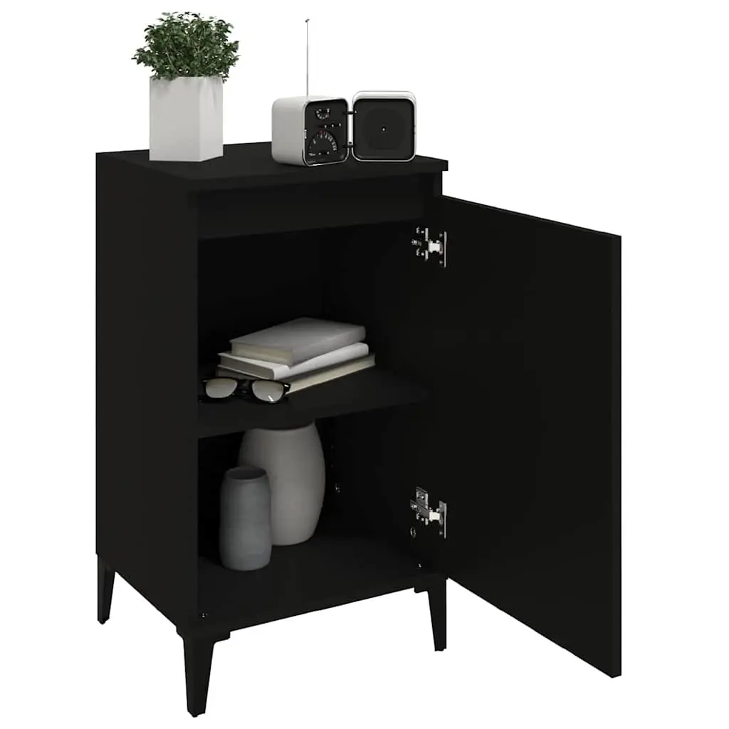 Bedside Table Engineered Wood Black 40x35x70 cm Nightstand Storage