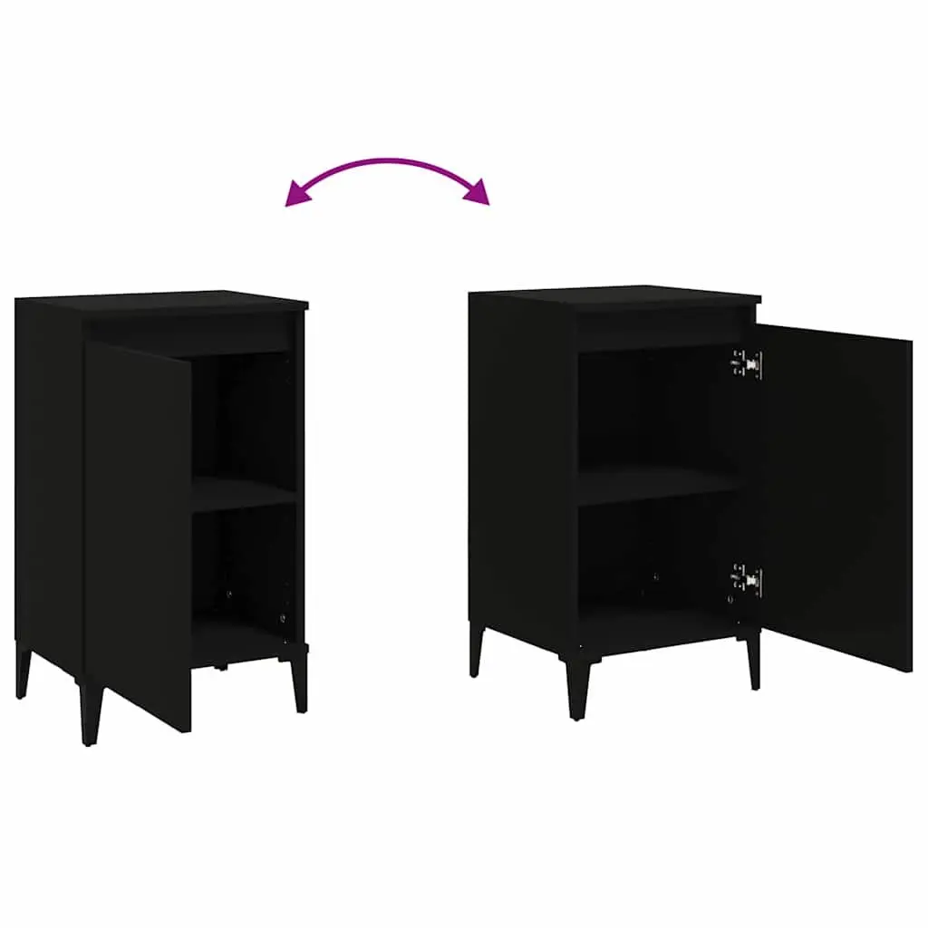 Bedside Table Engineered Wood Black 40x35x70 cm Nightstand Storage