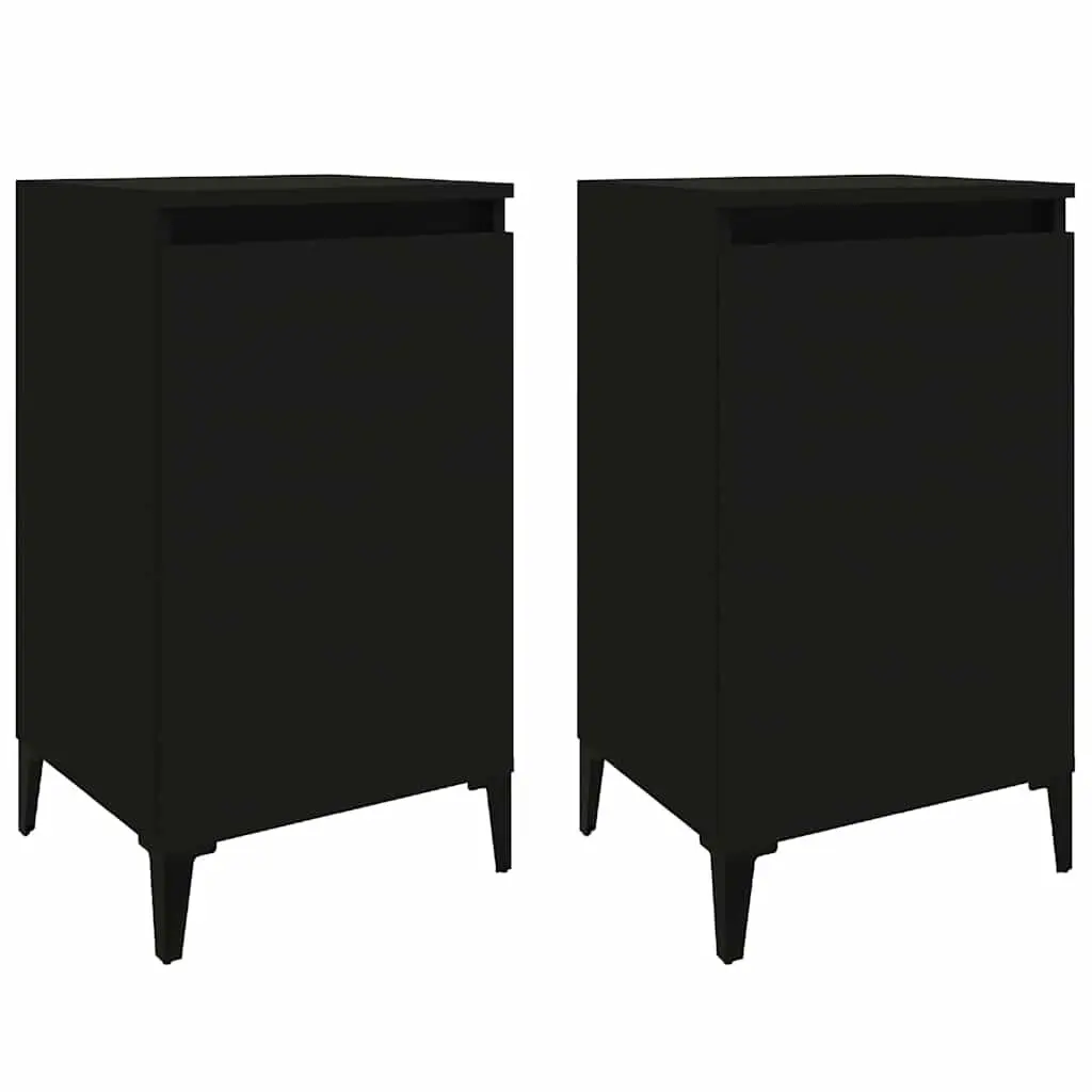 Bedside Cabinets Engineered Wood 40 x 35 x 70 cm Black 2 Piece