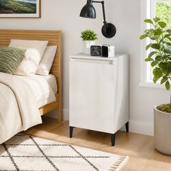 Stylish White High Gloss Bedside Cabinet 40x35x70 cm