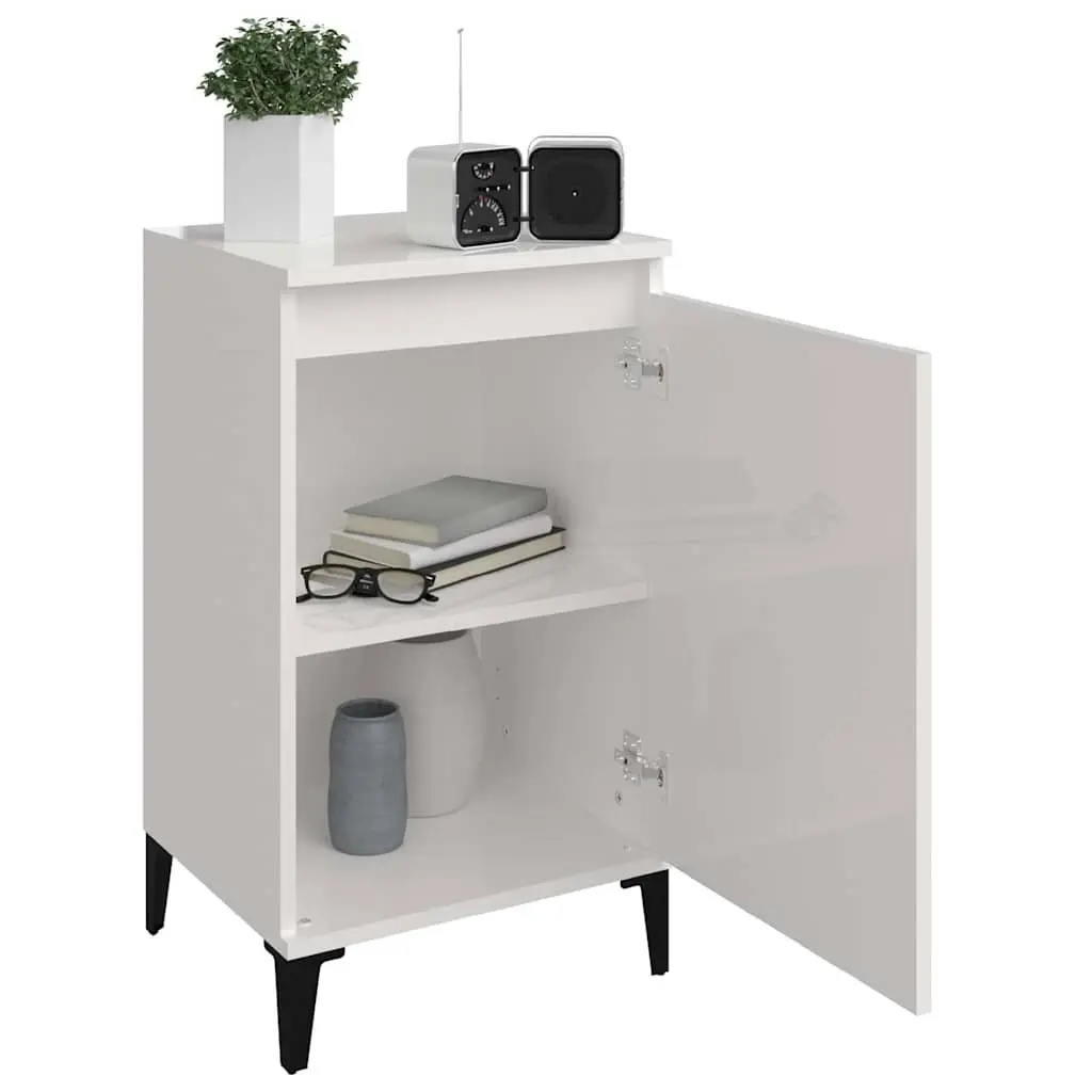 White High Gloss Bedside Cabinet 40x35x70 cm