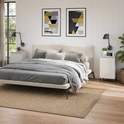 Modern White High Gloss Nightstand with Storage