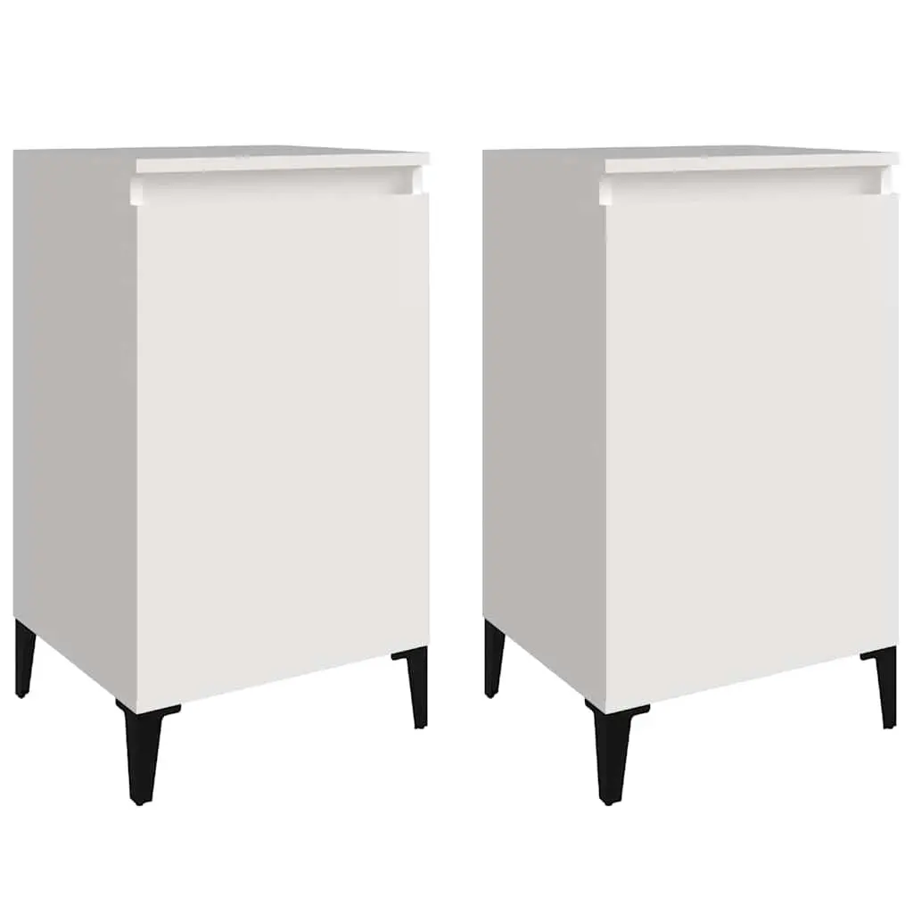 White High Gloss Nightstand with Storage