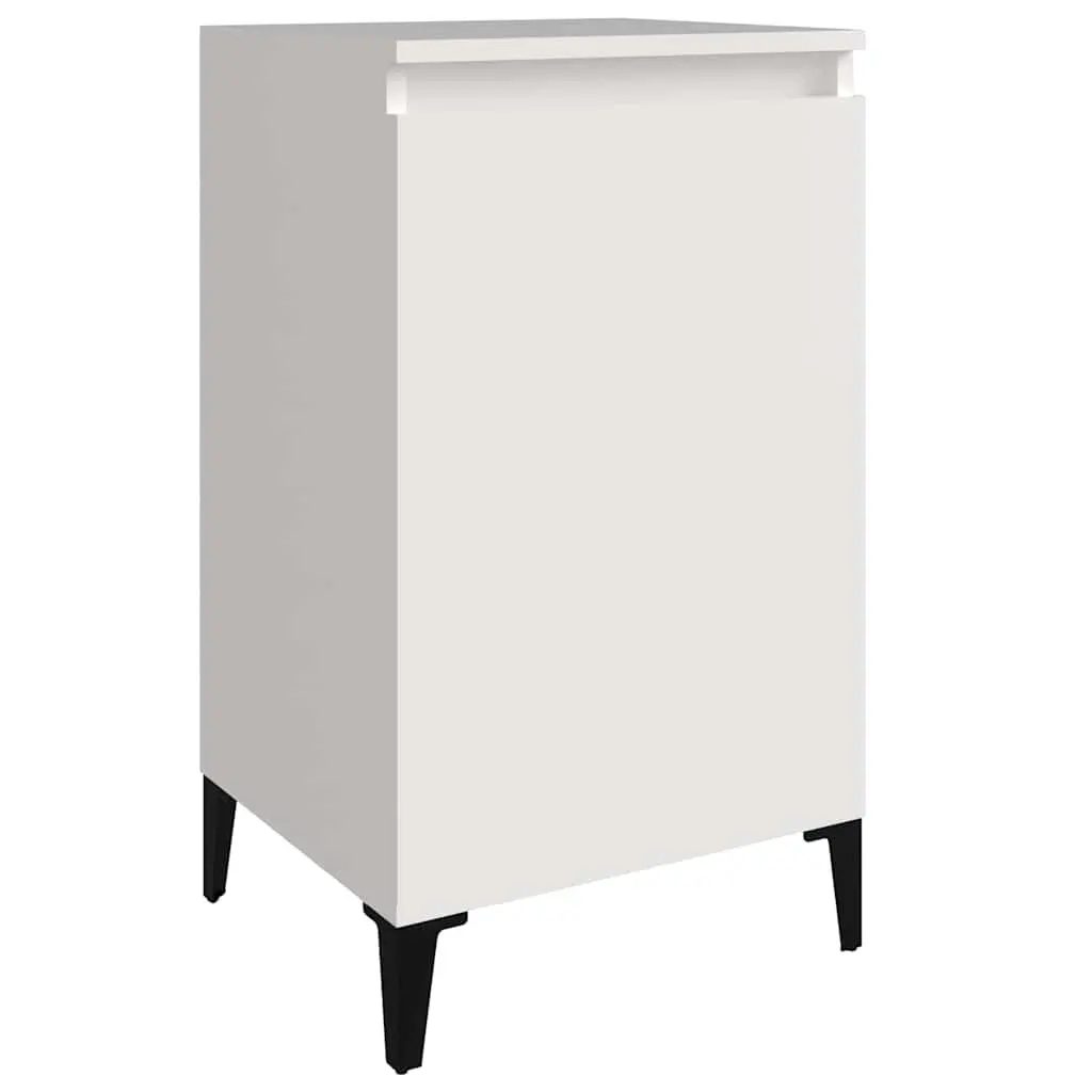 White High Gloss Nightstand with Storage