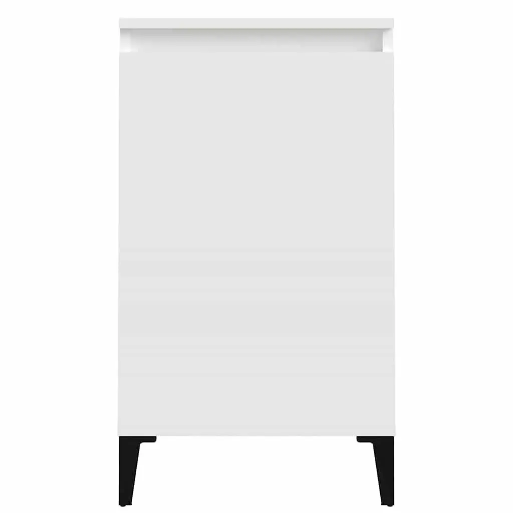 White High Gloss Nightstand with Storage