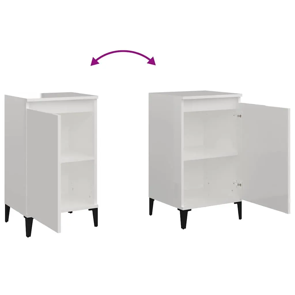 White High Gloss Nightstand with Storage