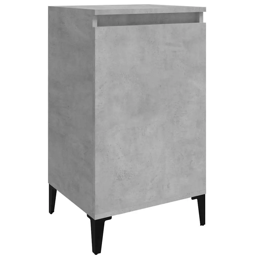 Grey Bedside Cabinet with Metal Legs and Storage
