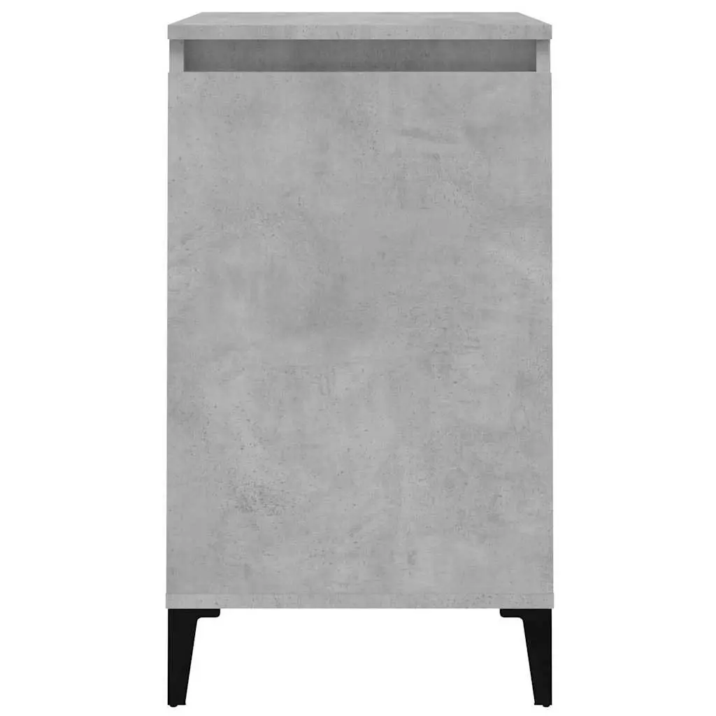 Grey Bedside Cabinet with Metal Legs and Storage