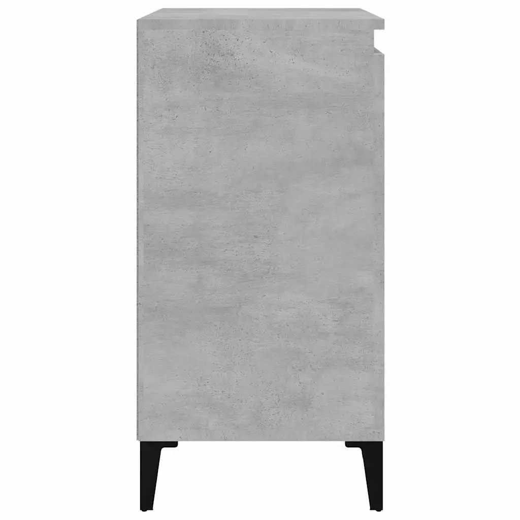 Grey Bedside Cabinet with Metal Legs and Storage