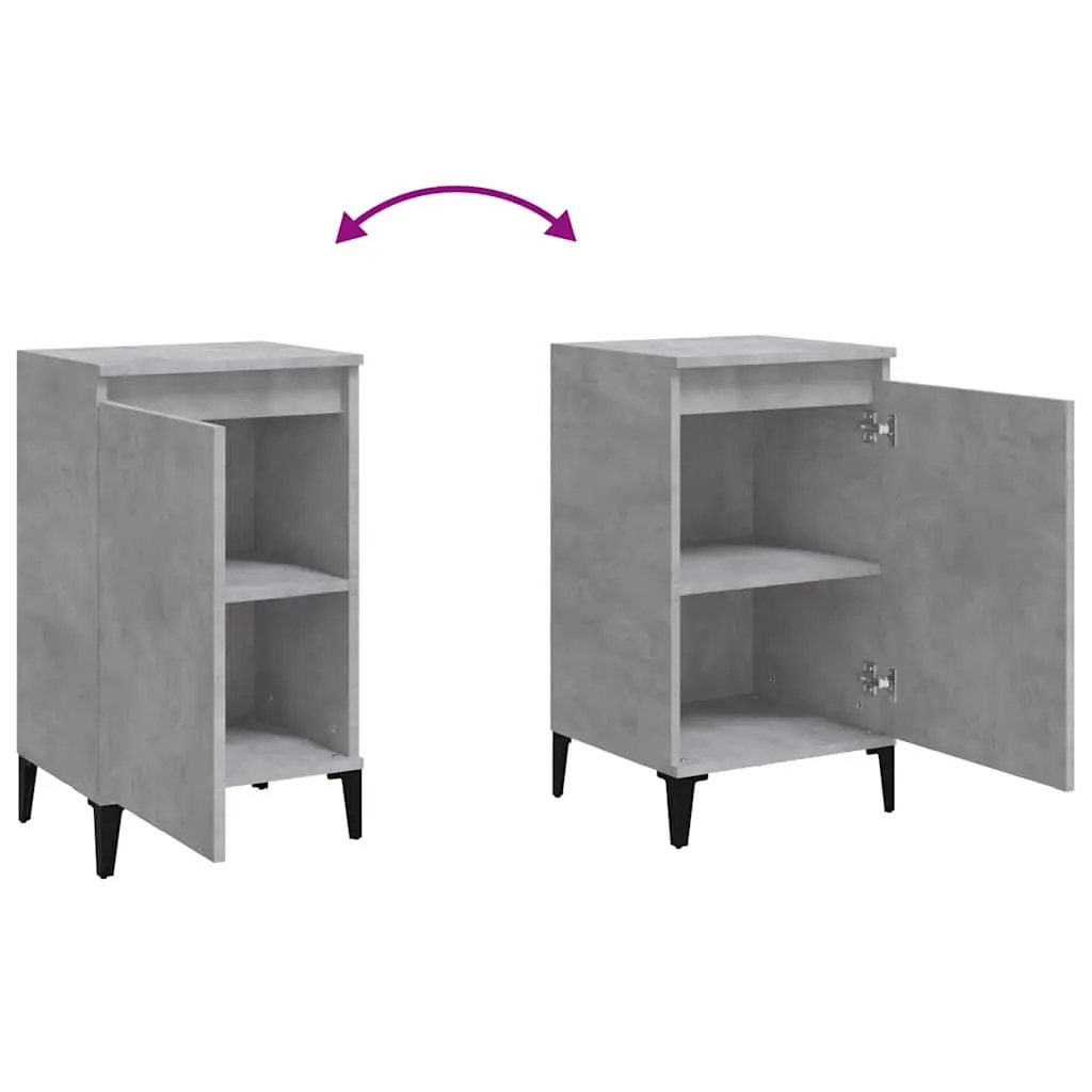 Grey Bedside Cabinet with Metal Legs and Storage