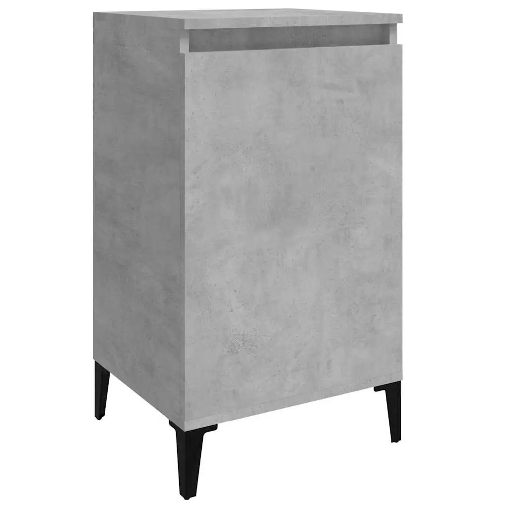 Grey Engineered Wood Bedside Cabinet with Metal Legs