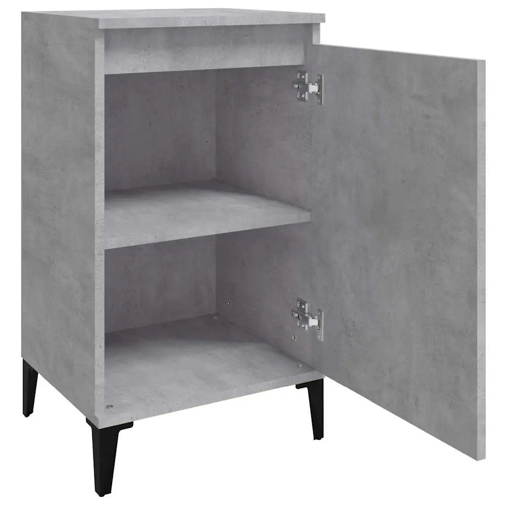 Grey Engineered Wood Bedside Cabinet with Metal Legs