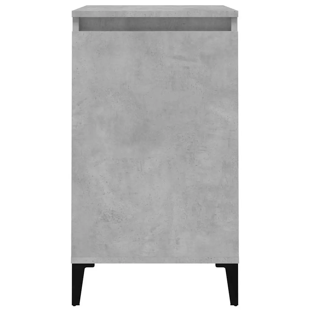 Grey Engineered Wood Bedside Cabinet with Metal Legs