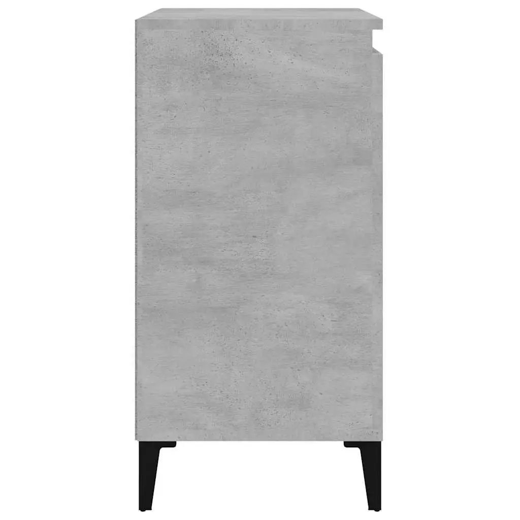 Grey Engineered Wood Bedside Cabinet with Metal Legs