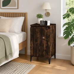 Stylish Brown Bedside Cabinet 40x35x70cm with Metal Legs