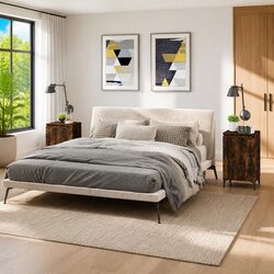 Stylish Brown Engineered Wood Bedside Cabinets with Doors