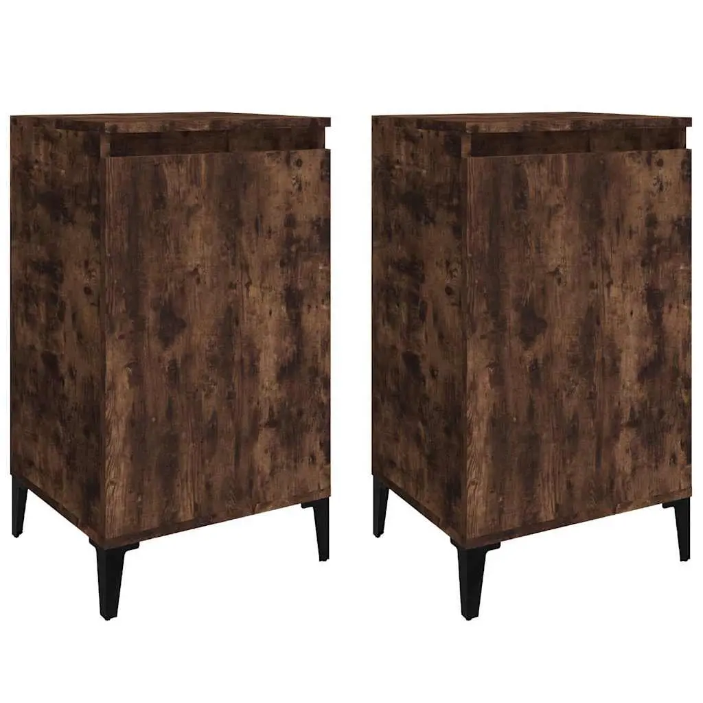 Bedside Cabinets 2 pcs Smoked Oak Nightstands Bedroom Storage 40x35x70 cm