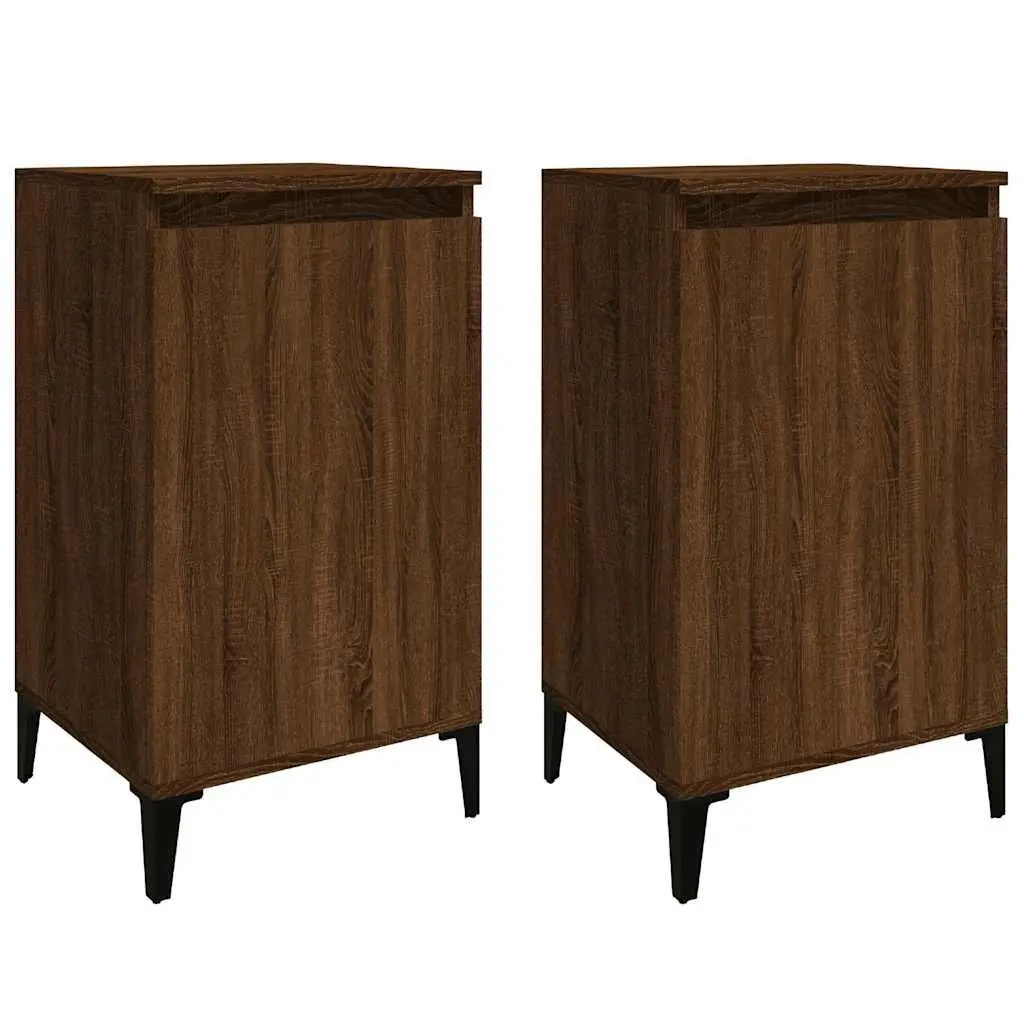 Bedside Cabinets 2 pcs Brown Oak Nightstands Storage Cabinet Bedroom Furniture