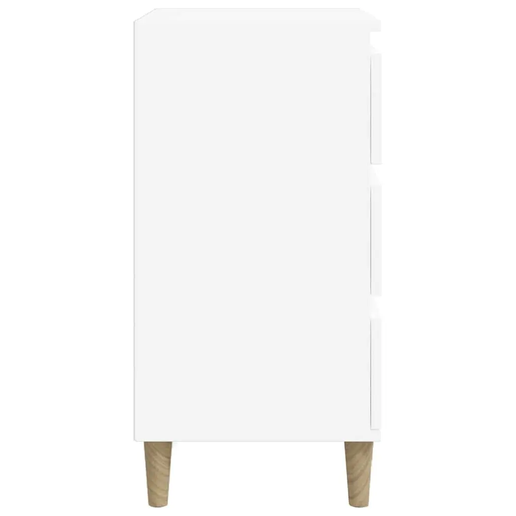 Bedside Cabinet Engineered Wood White 40x35x70 cm 3 Drawer Nightstand Storage Furniture