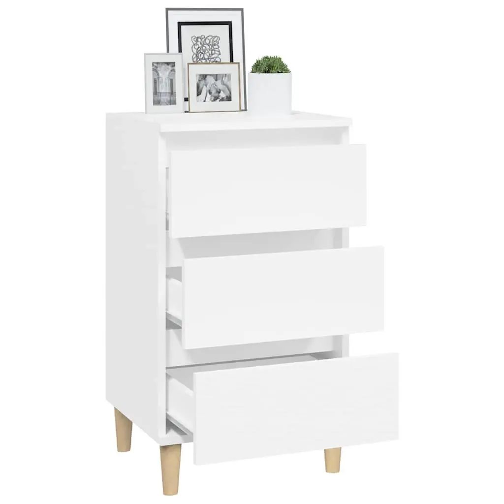 Bedside Cabinet Engineered Wood White 40x35x70 cm 3 Drawer Nightstand Storage Furniture