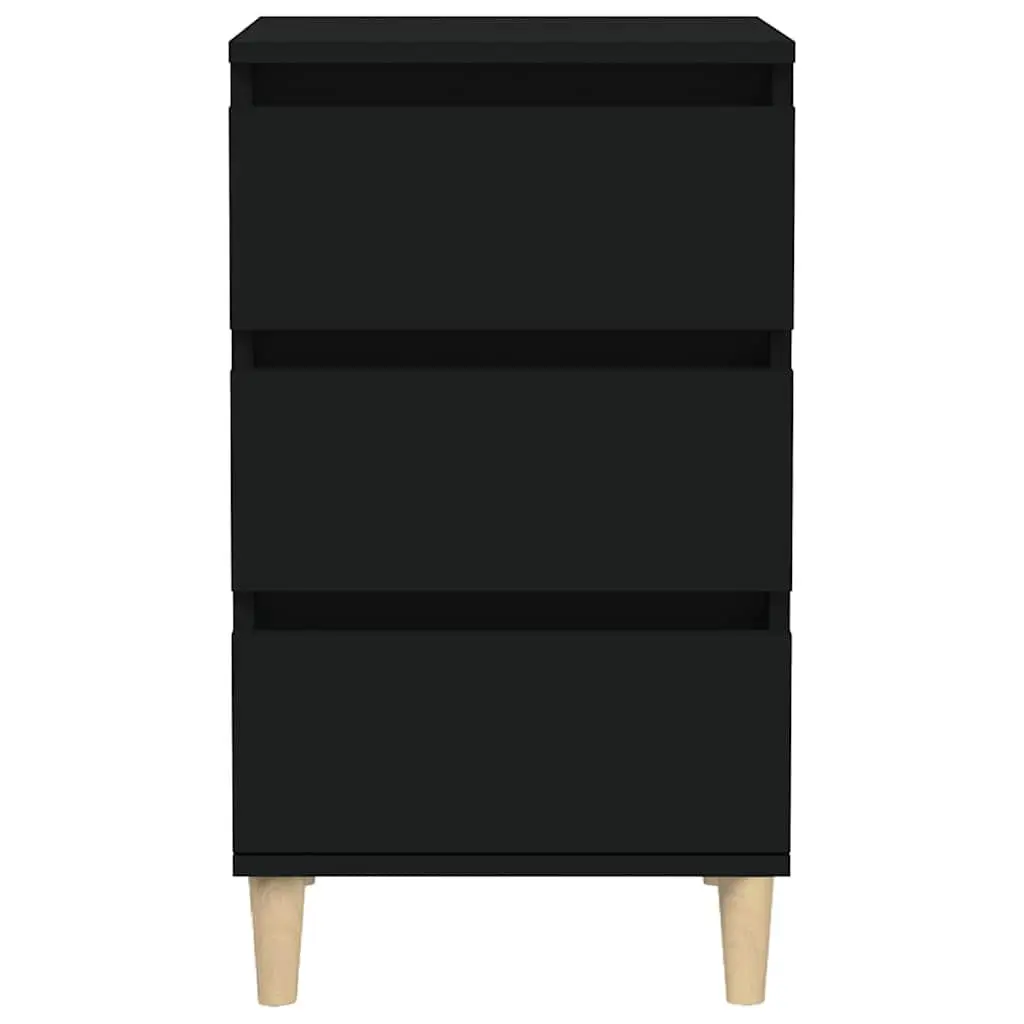 Bedside Cabinet Engineered Wood 40x35x70 cm Black Nightstand 3 Drawers Storage