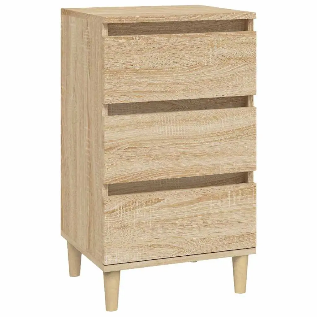 Brown Engineered Wood 3 Drawer Nightstand