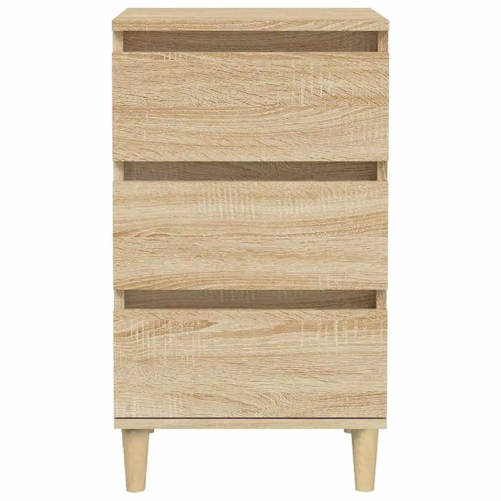 Brown Engineered Wood 3 Drawer Nightstand