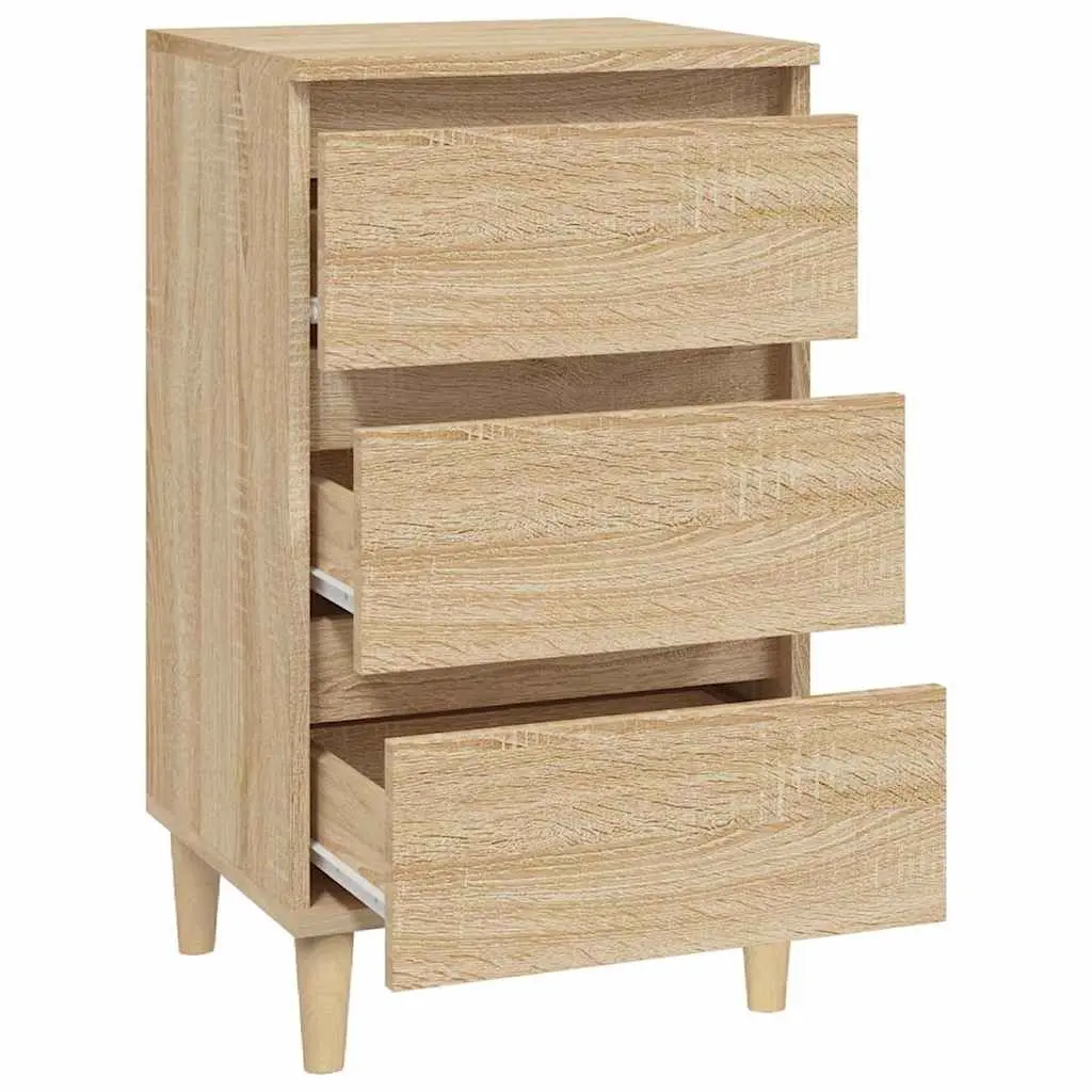 Brown Engineered Wood 3 Drawer Nightstand