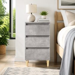 Sturdy Grey Bedside Cabinet with 3 Drawers