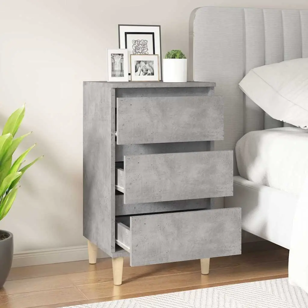 Grey Bedside Cabinet with 3 Drawers