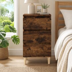 Stylish 3 Drawer Bedside Cabinet 40x35x70cm Brown