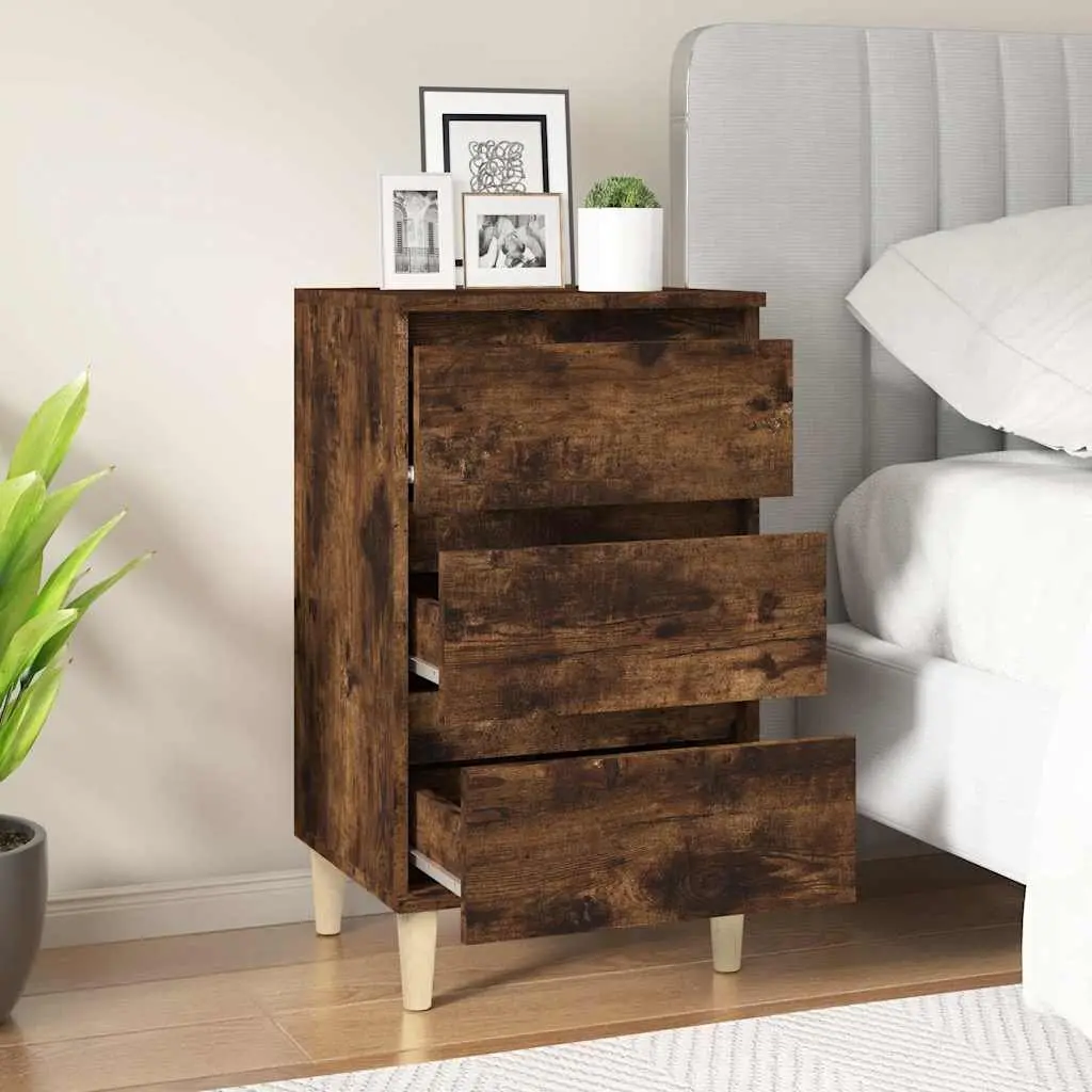 3 Drawer Bedside Cabinet 40x35x70cm Brown