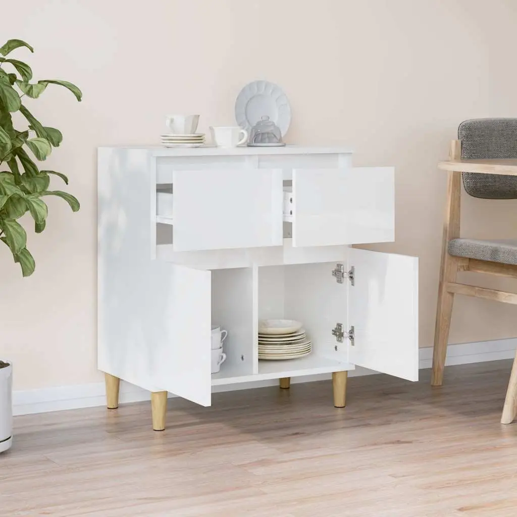 Sideboard Engineered Wood High Gloss White 60x35x70cm
