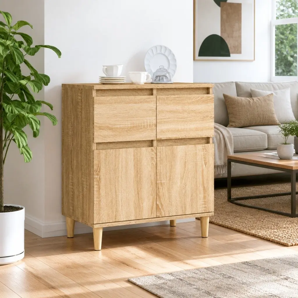 Brown Engineered Wood Sideboard Storage Cabinet 60x35x70cm