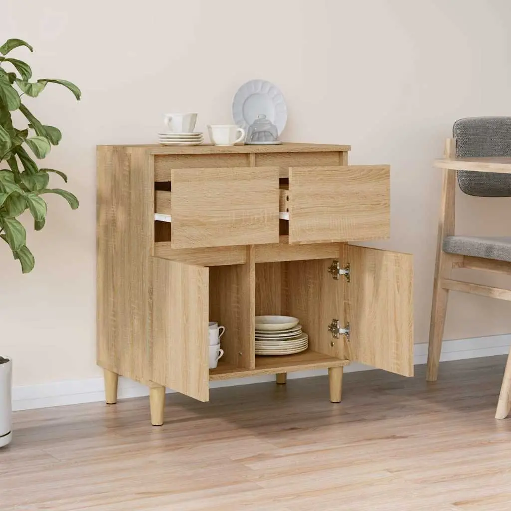 Brown Engineered Wood Sideboard Storage Cabinet 60x35x70cm