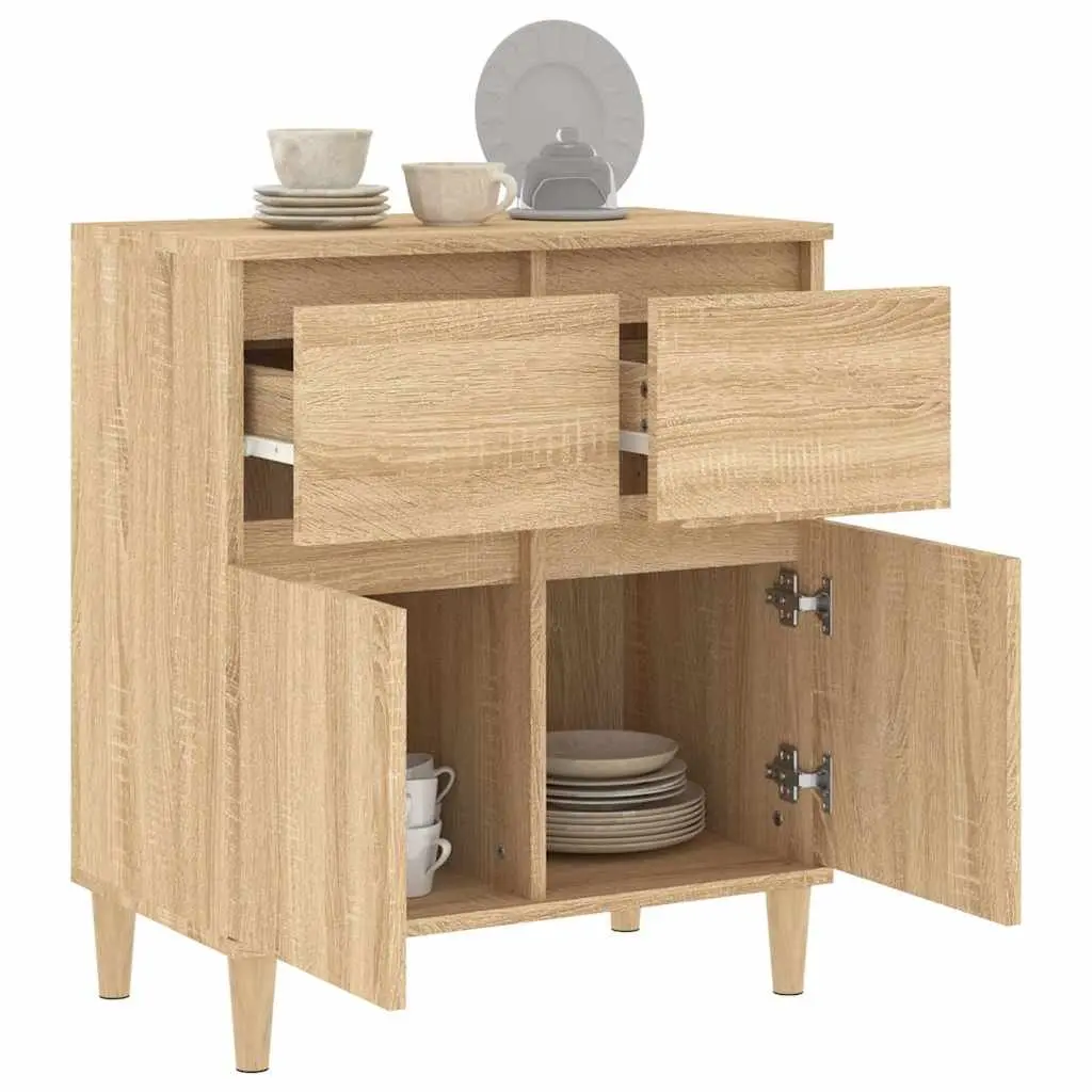 Brown Engineered Wood Sideboard Storage Cabinet 60x35x70cm