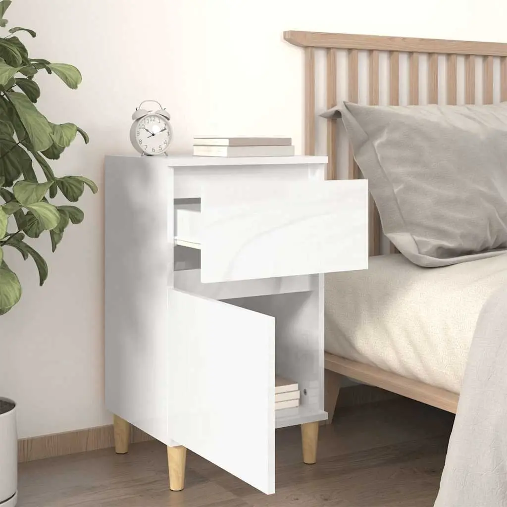 White High Gloss Bedside Cabinets Set of 2