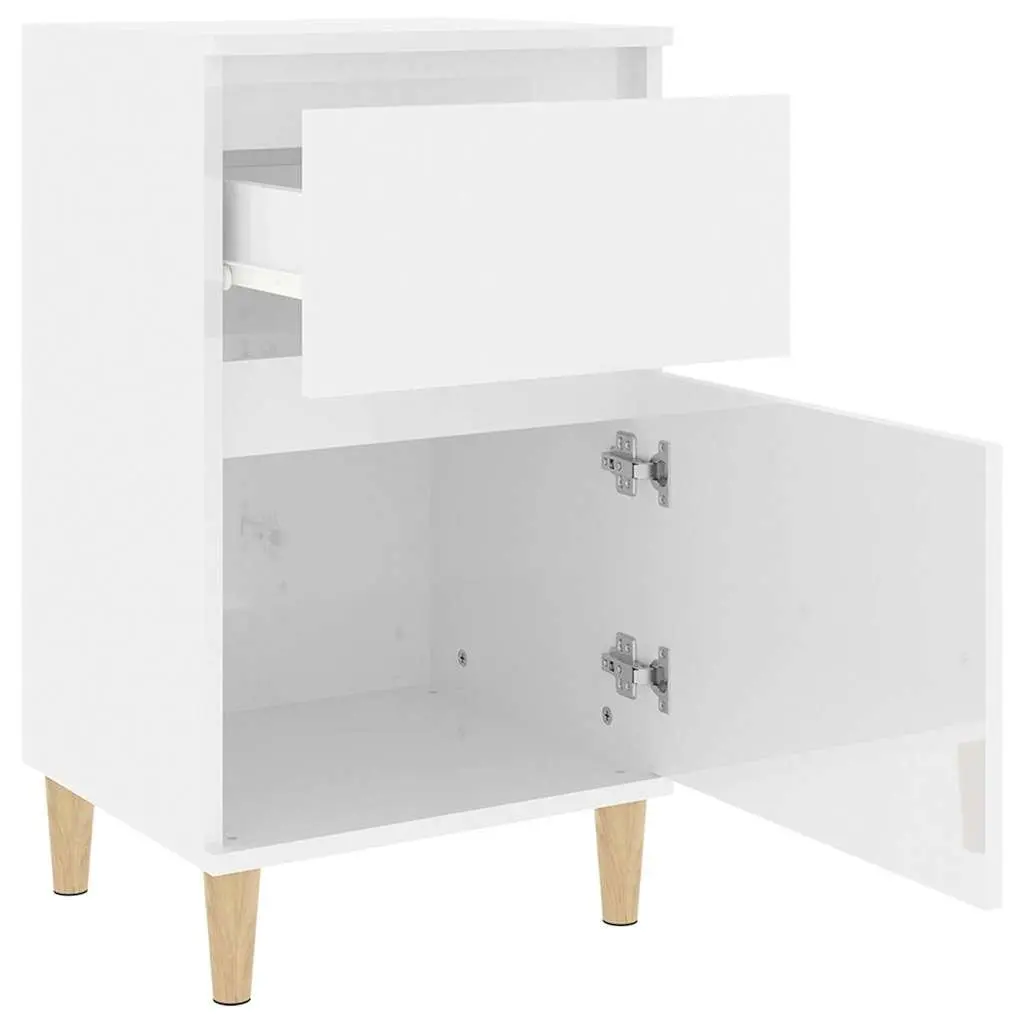 White High Gloss Bedside Cabinets Set of 2