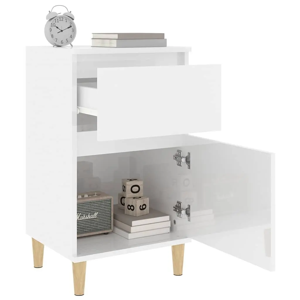 White High Gloss Bedside Cabinets Set of 2